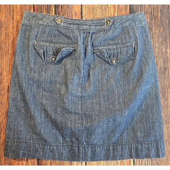 Tommy Hilfiger Chambray Denim Mini Skirt Logo Buttons Pockets Dark Blue Women 4 - Picture 7 of 10